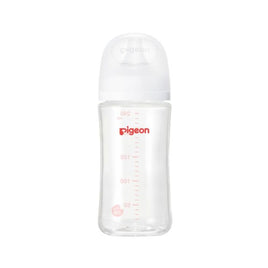 (日本)Pigeon 貝親玻璃寬口母乳實感奶瓶240ml - 白色