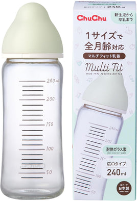 CHUCHU Multi Fit 闊身口徑 耐熱玻璃奶瓶-240ml