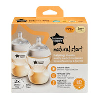 (英國)Tommee Tippee - Natural Start 260ml PPSU 奶瓶附超柔軟中流量奶嘴- 兩個裝