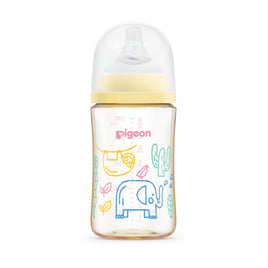 (日本)Pigeon 貝親PPSU奶瓶240ml連母乳實感奶咀-M碼 (河馬)
