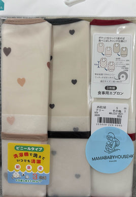 日本西松屋系列 |用餐圍兜 三枚組 (心心)