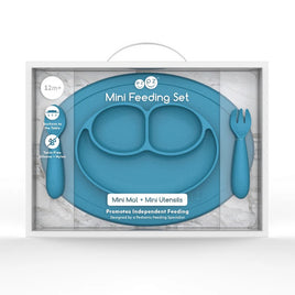 (美國)Ezpz Mini Mat 矽膠迷你笑臉餐碟+餐具套裝