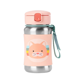 Skip Hop 不鏽鋼吸管瓶350ml (貓)